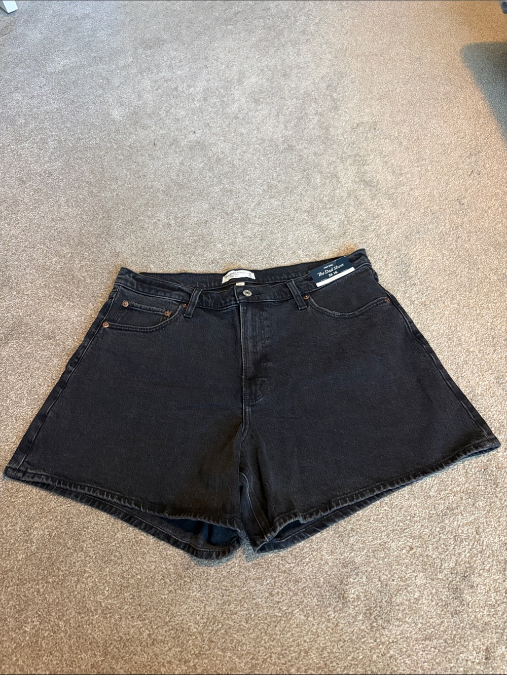 Abercrombie & Fitch The Dad Short curve love Black Denim Shorts size 16